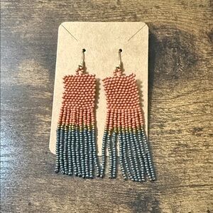 Burnt orange and grey beaded earrings
